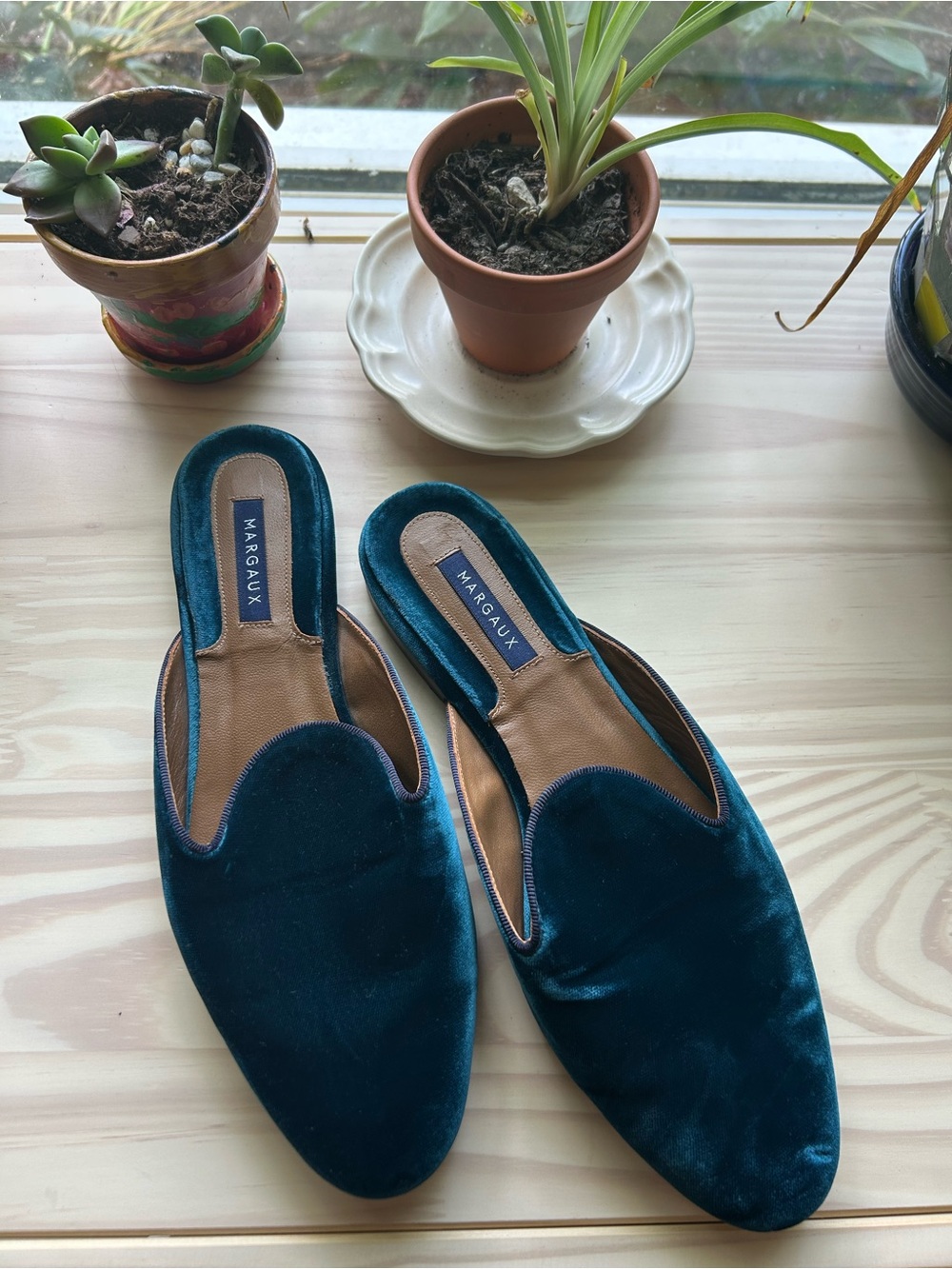 Margaux Deep Teal Velvet Backless Mules